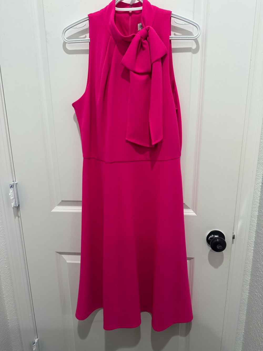 Shelby & Palmer Sleeveless Midi Dress with Bow in Fuchsia